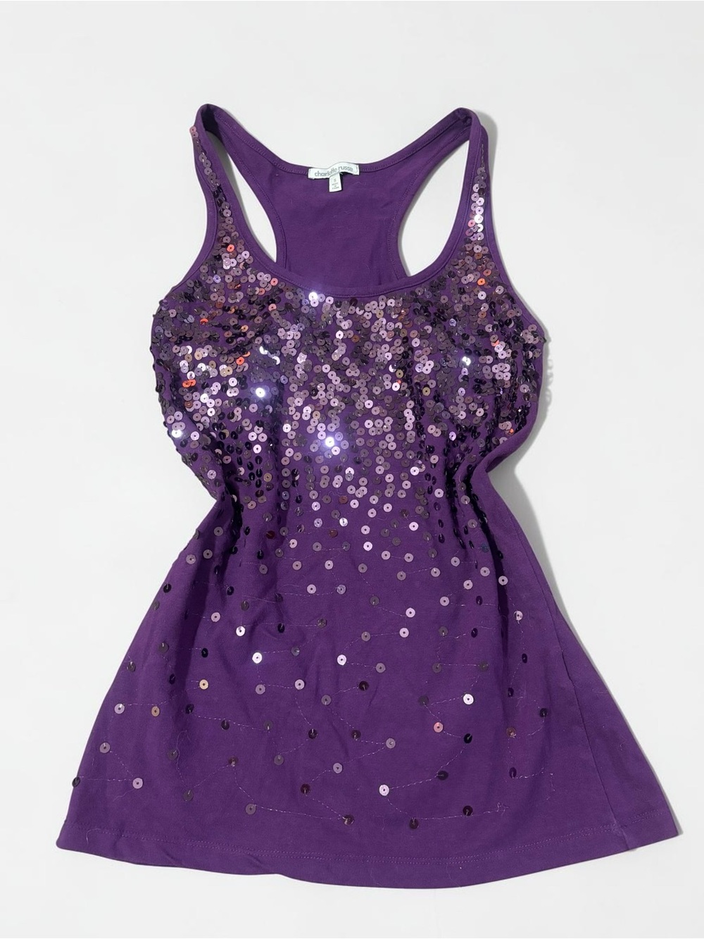 Charlotte Russe Purple Sequin Racerback Tank Y2K Noughties Going Out S